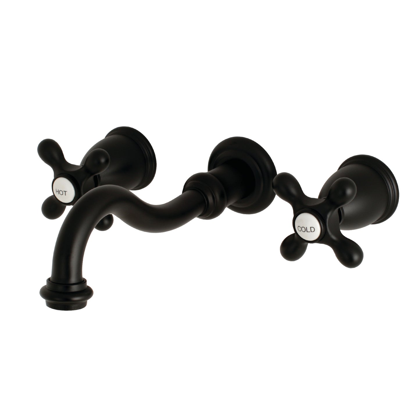Vintage Wall Mount Sink Faucet with Cross Handle, Matte Black