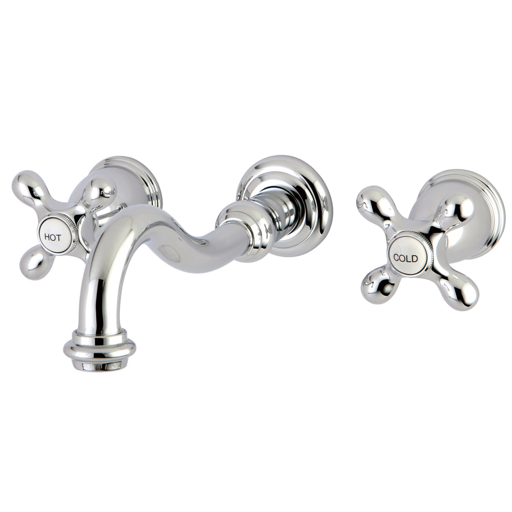 Vintage 8-Inch Wall Mount Sink Faucet with Cross Handle, Polished Chrome
