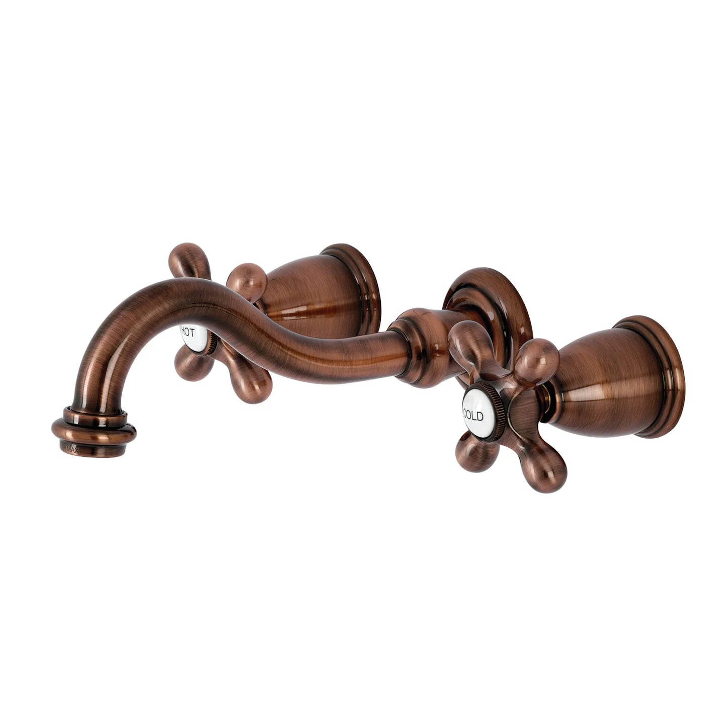 Copy of Vintage 8-Inch Wall Mount Sink Faucet with Cross Handle, Antique Copper