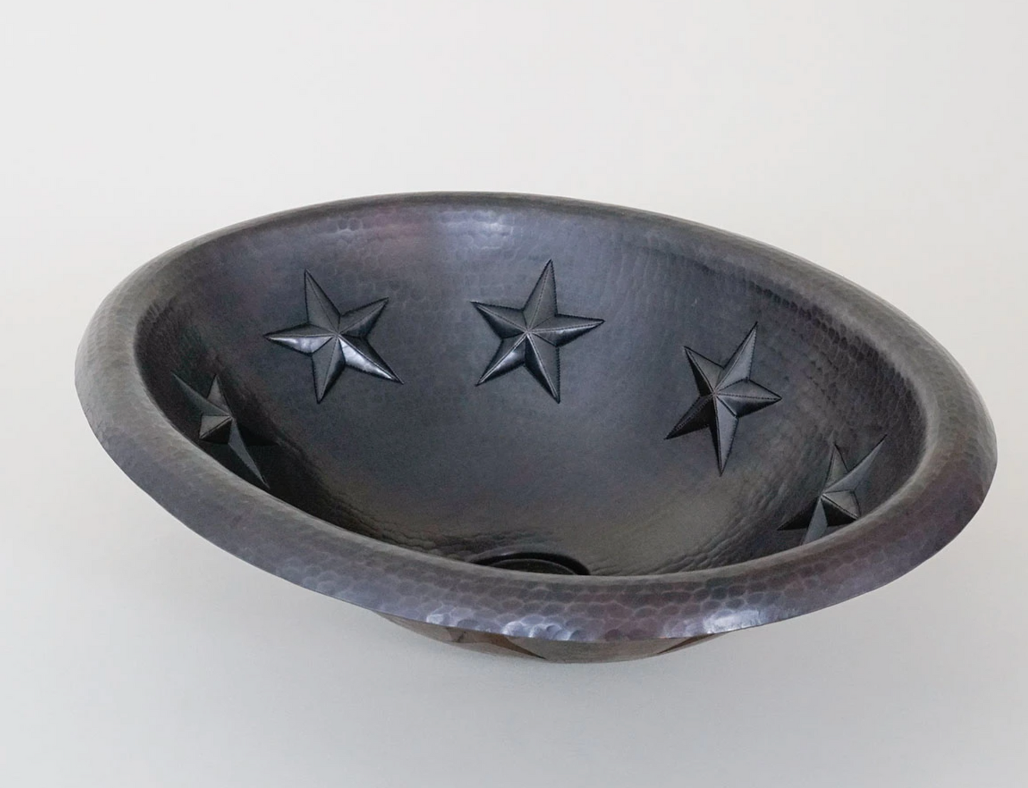 Oval Copper Sink with Stars Design