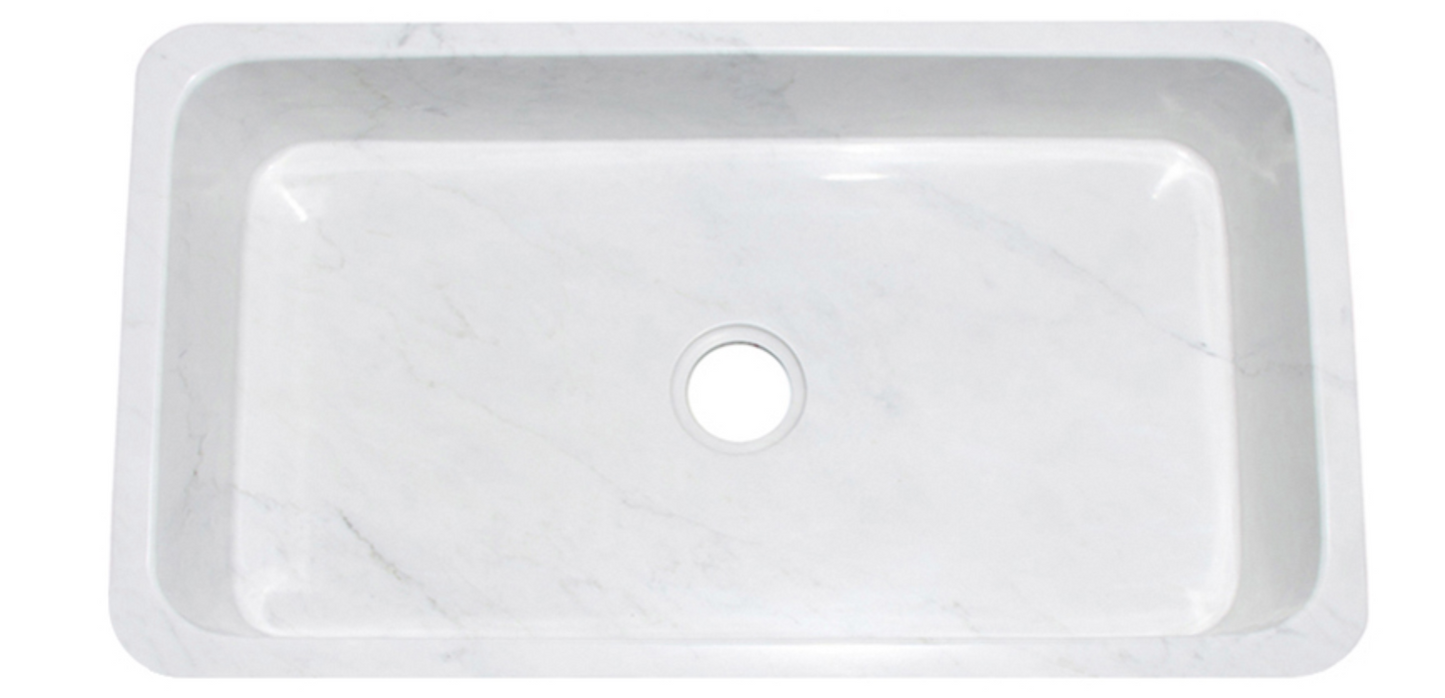 36" Carrara White Marble Farmhouse Sink