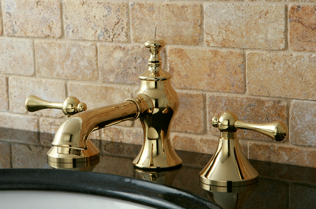 English Country Widespread Lavatory Faucet with Lever Handles