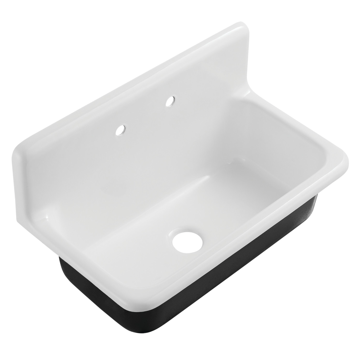 36" Cast Iron White Wall Mount Sink with Faucet Holes