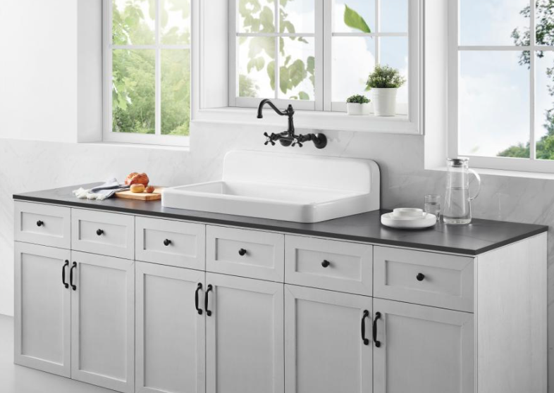 33" Cast Iron White Wall Mount Sink