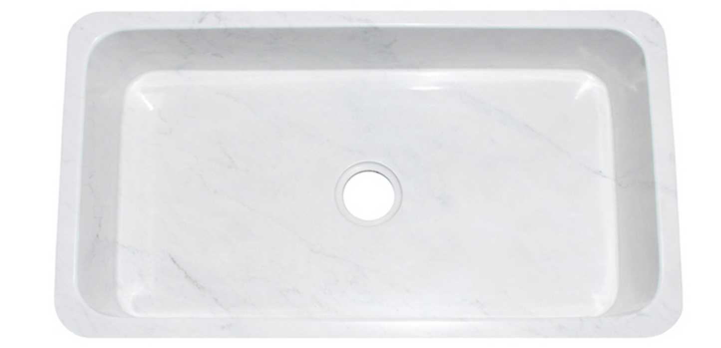 42" Carrara White Marble Farmhouse Sink