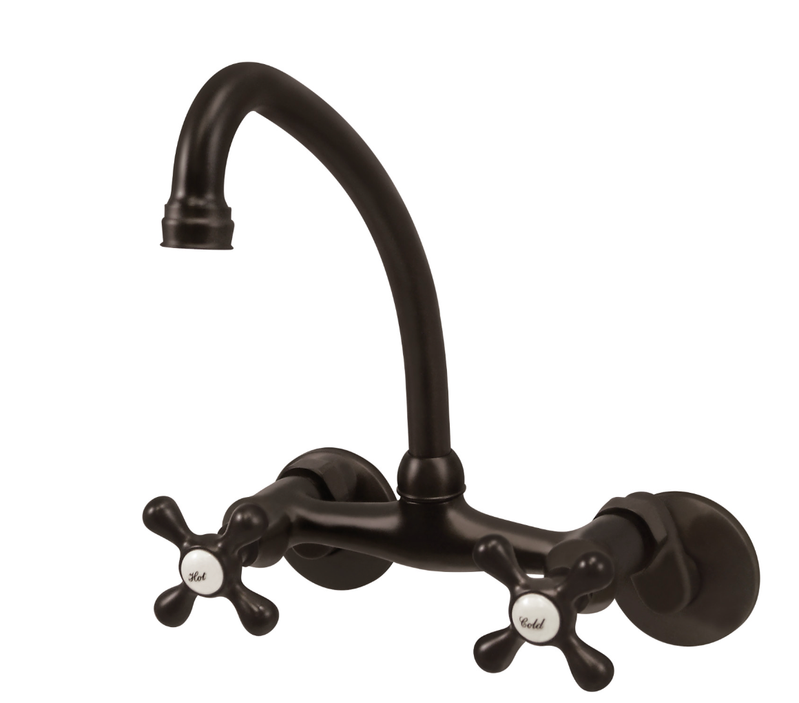 Cross Handle Wall Mount Kitchen Faucet with Adjustable Centers