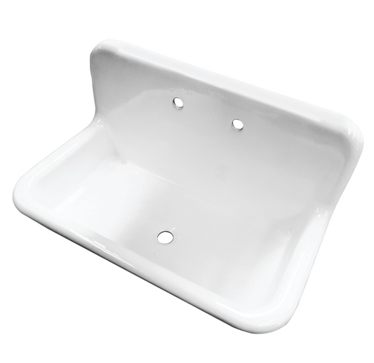 36" Cast Iron White Wall Mount Sink with 2 Faucet Holes