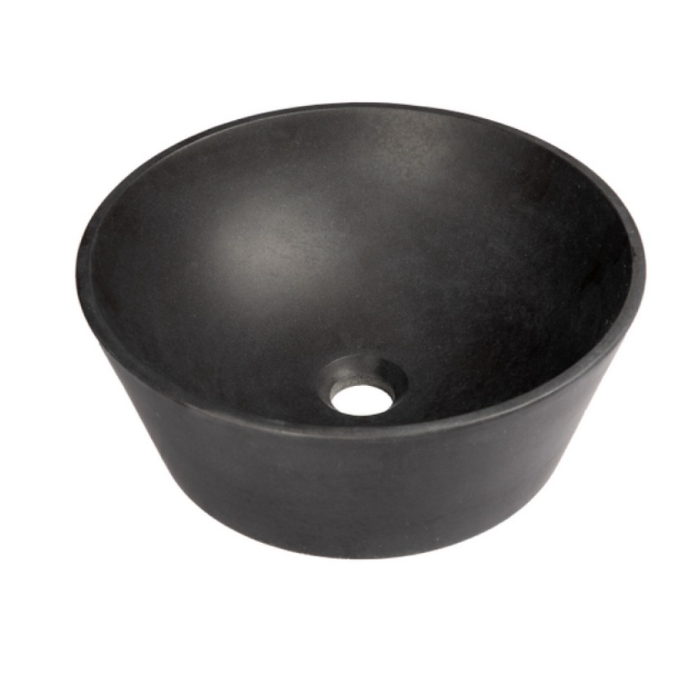 16" Round Sloped Black Lava Stone Vessel Sink