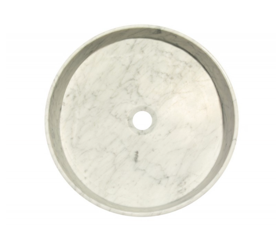 Thin Lip Round Column Vessel Sink - Carrara Marble