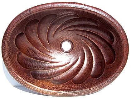 Oval 19" Self Rimming Copper Bath Sink with Twisted Design