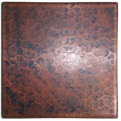 4 x 4 Copper Hammered Tile