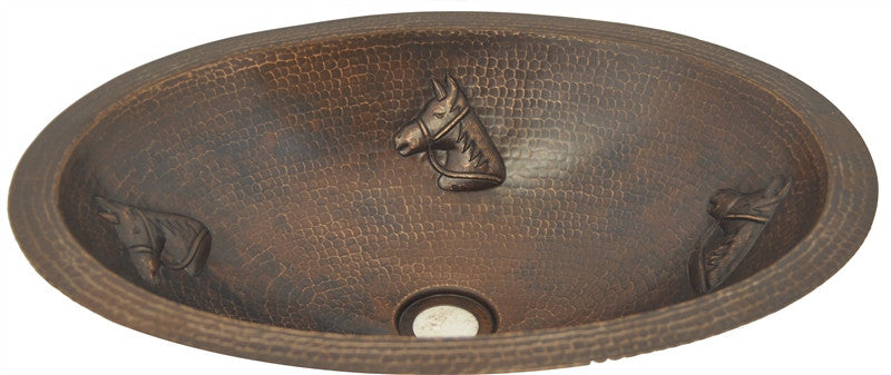 Oval Copper Sink with Horse Design