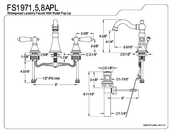 2 Handle Widespread Lavatory Faucet with Pop Up