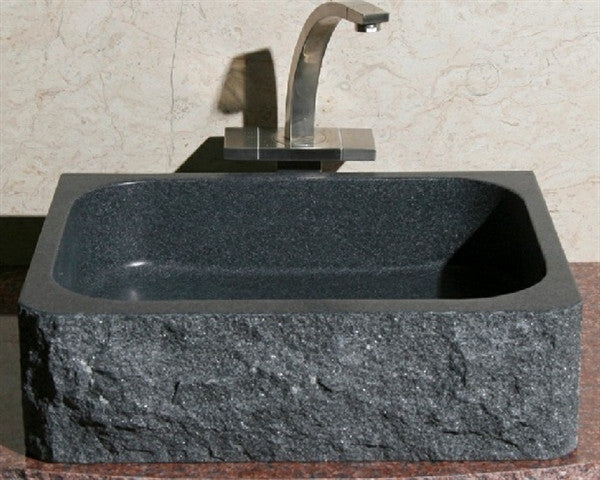 18" Rectangle Black Granite Vessel Sink