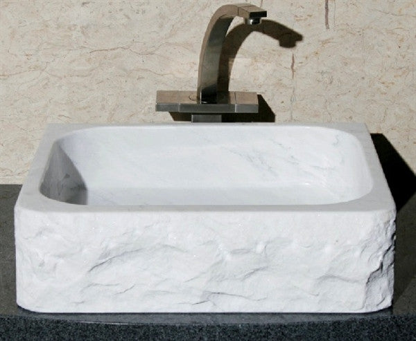 18" Rectangle Carrara White Marble Lavatory Sink