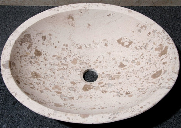 18" Oval Perlina Limestone Vessel Sink