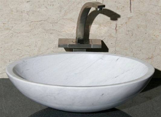 18" Oval White Carrara Marble Vessel Sink