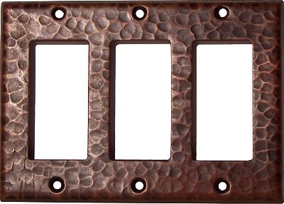 Triple GFI Hammered Copper Switch Plate Cover