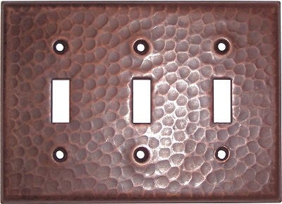 Triple Toggle Hammered Copper Switch Plate Cover