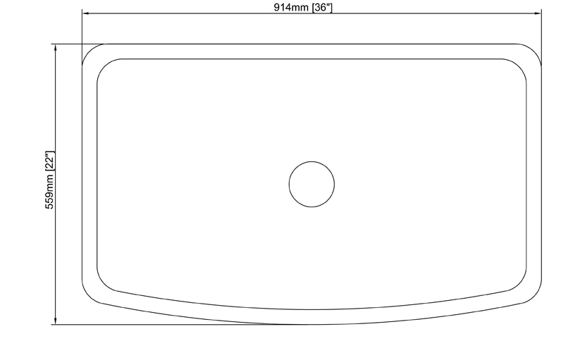 36" Single Bowl Curved Front Stratus Marble Farmhouse Sink