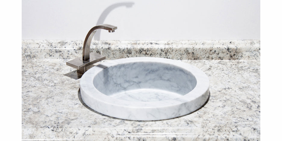 18" Carrara Marble Round Drop In Bathroom Sink