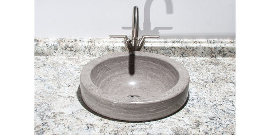 Gray Marble Round Bathroom Sink