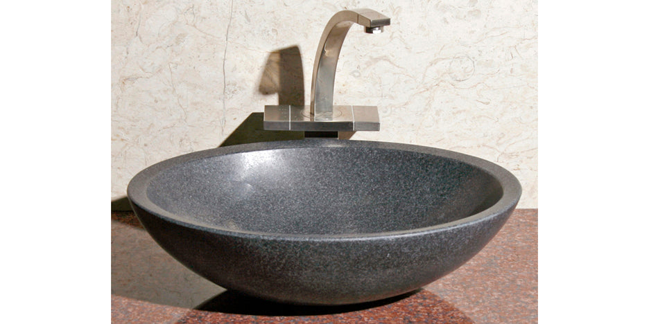 18" Oval Black Granite Vessel Sink