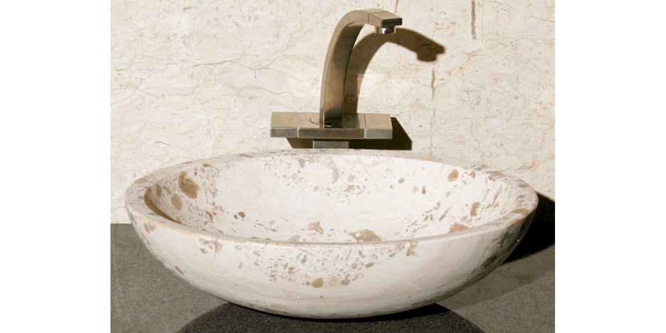 18" Oval Perlina Limestone Vessel Sink