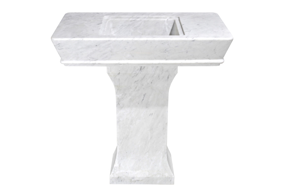 Carrara White Marble Pedestal Sink