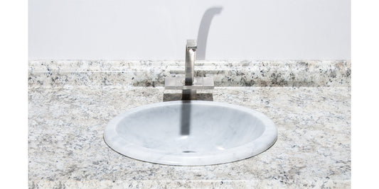 19" Carrara Marble Oval Drop-In Bathroom Sink