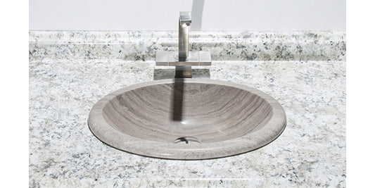 19" Gray Marble Oval Drop-In Bathroom Sink