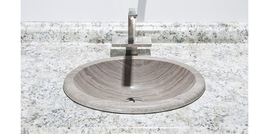 19" Gray Marble Oval Drop-In Bathroom Sink