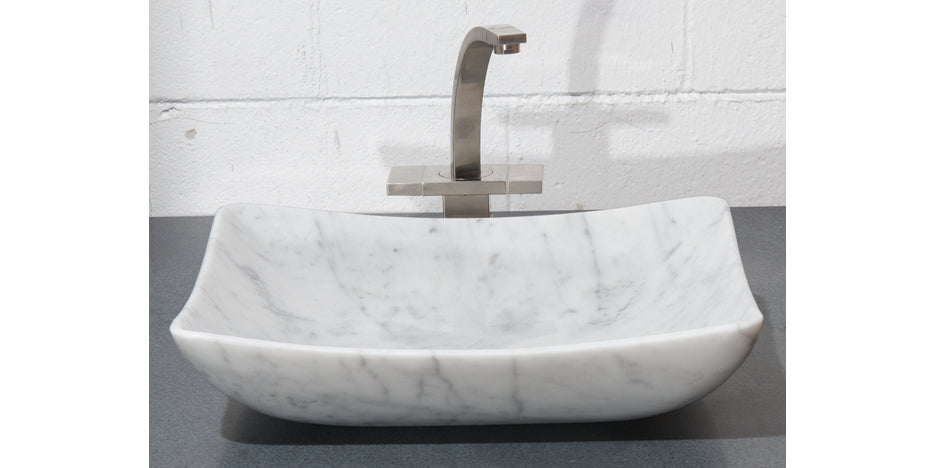 18" White Carrara Marble Vessel Sink