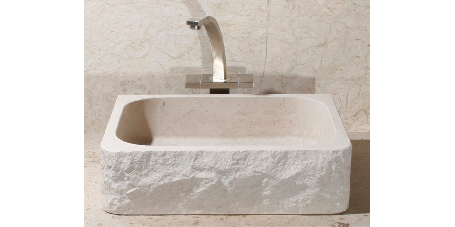 18" Rectangle Crema Lyon Limestone Lavatory Sink