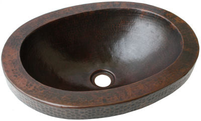 Apron Oval Hammered Copper Bathroom Sink