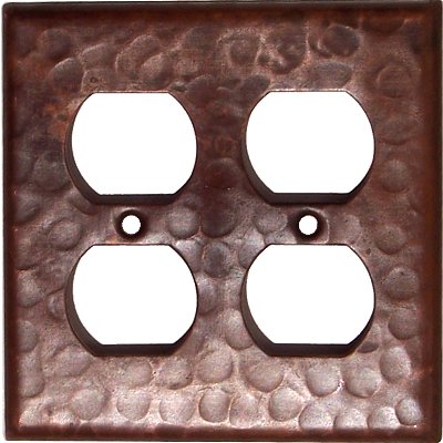 Double Outlet Hammered Copper Switch Plate Cover