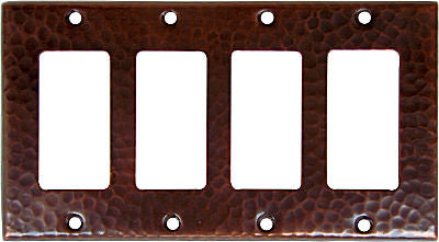 Quadruple GFI Hammered Copper Switch Plate Cover