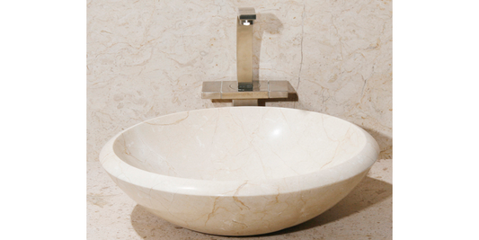 17" Round Crema Marfil Marble Vessel Sink