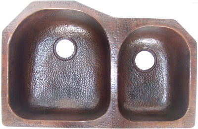 Double Bowl Hammered Copper Kitchen Sink