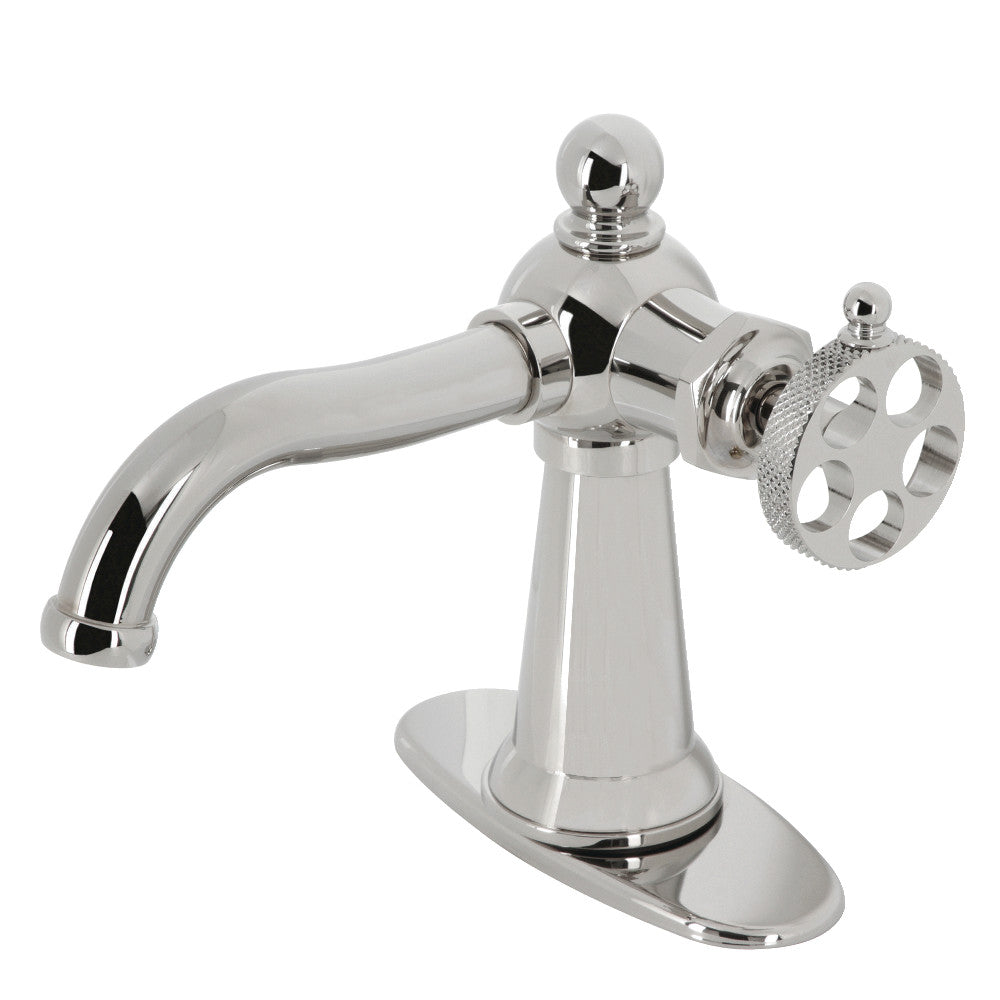 Webb Single-Handle Bathroom Faucet with Deck Plate and Push Pop-Up
