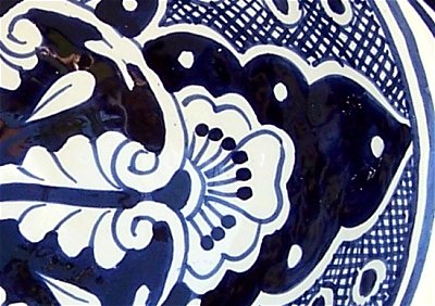 17" Oval Traditional Blue Ceramic Talavera Sink