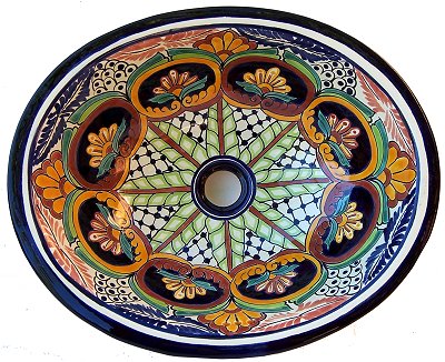 17" Oval Greca Ceramic Talavera Sink
