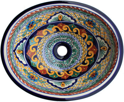 17" Oval Meadow Ceramic Talavera Sink