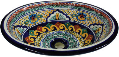 17" Oval Meadow Ceramic Talavera Sink