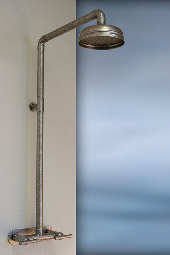 Wall-mount exposed shower fixture - Rustic Log Originals
