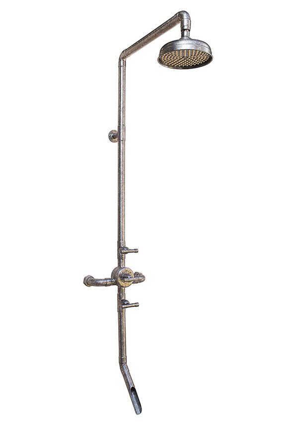 Thermostatic Wall Mount Exposed Shower w/Rainhead & Tub Filler